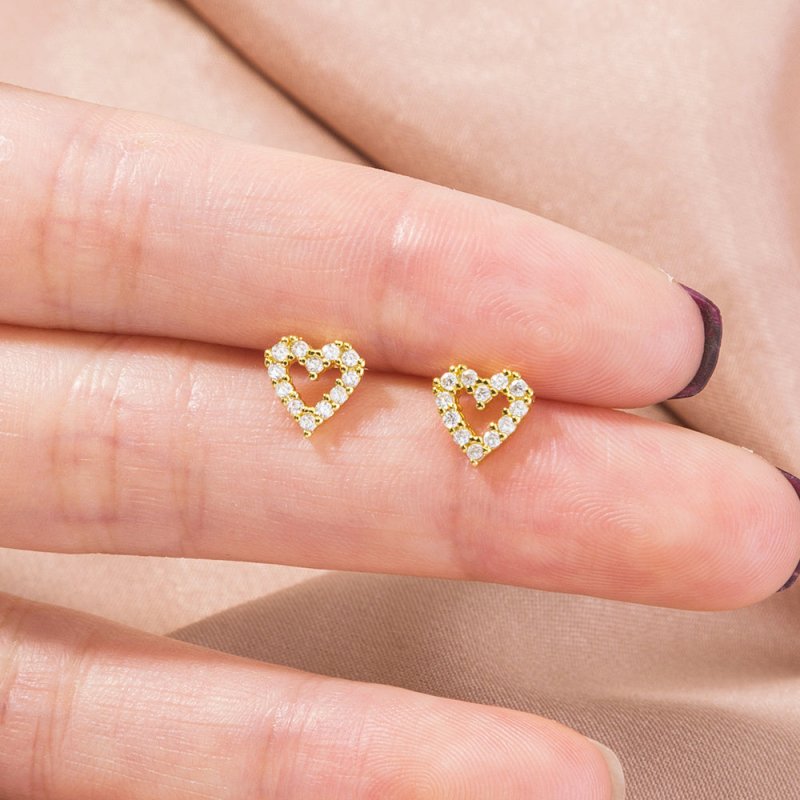 Mini Love Bowknot Zircon Stud Earrings Love Micro Diamond Daily All-match Earrings-Jewearrings