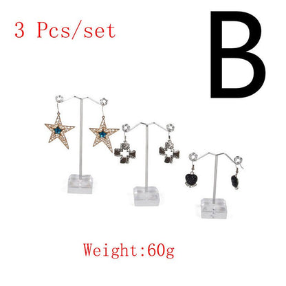 Mini Metal Earring Stand Acrylic Three-piece Earrings Earrings Display Stand Jewelry Stand-Jewearrings