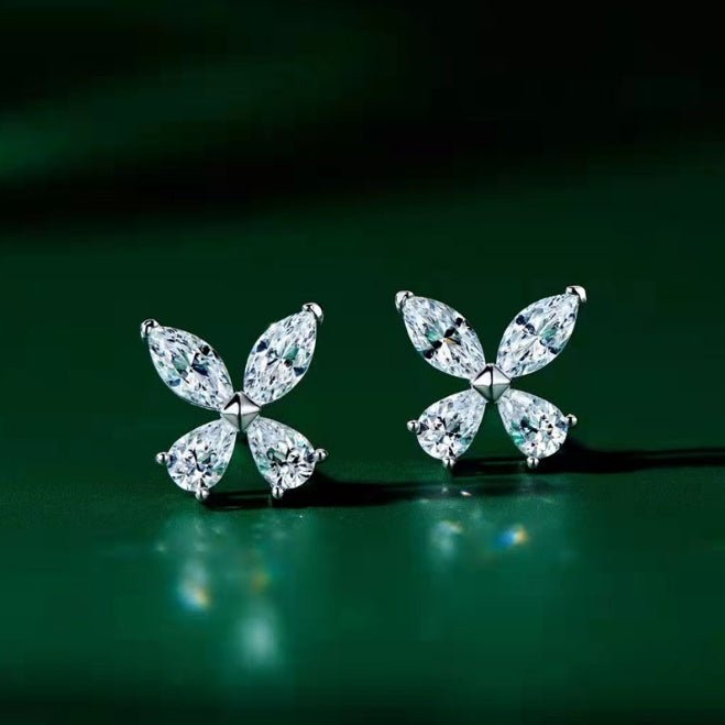 Mini Sterling Silver Butterfly Diamond Earrings Luxurious And Luxurious-Jewearrings