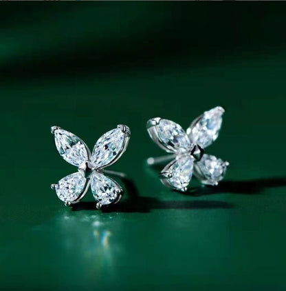 Mini Sterling Silver Butterfly Diamond Earrings Luxurious And Luxurious-Jewearrings