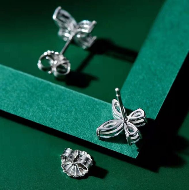 Mini Sterling Silver Butterfly Diamond Earrings Luxurious And Luxurious-Jewearrings