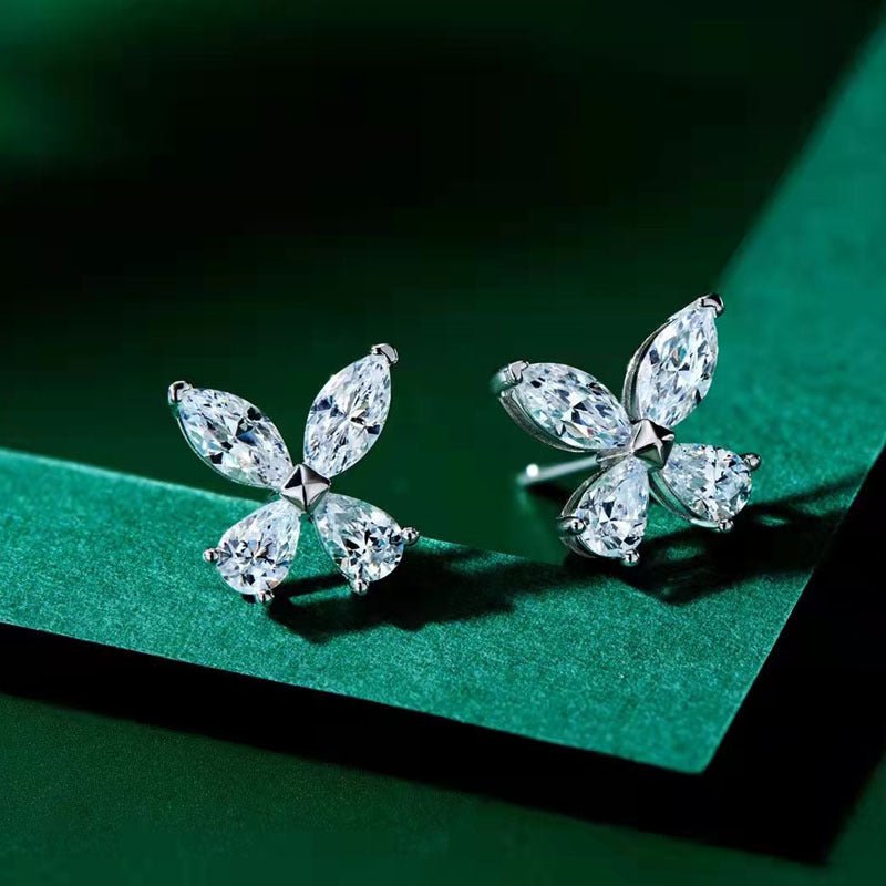 Mini Sterling Silver Butterfly Diamond Earrings Luxurious And Luxurious-Jewearrings