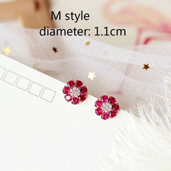 Mini Stud Earrings Flower Love Zircon-Jewearrings