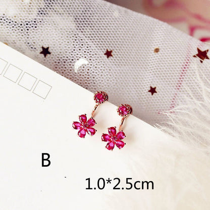 Mini Stud Earrings Flower Love Zircon-Jewearrings