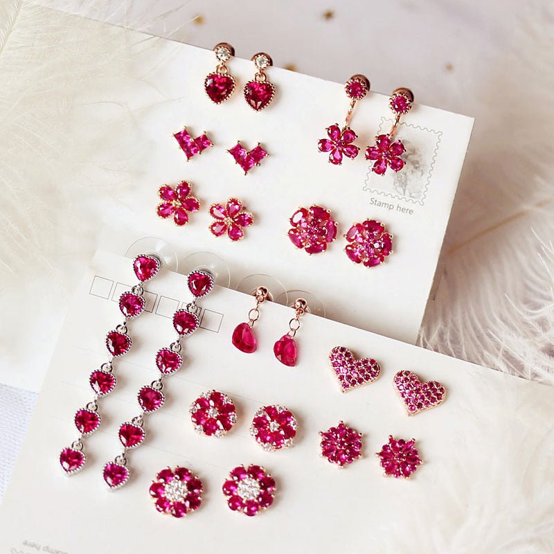 Mini Stud Earrings Flower Love Zircon-Jewearrings