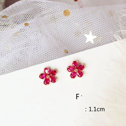 Mini Stud Earrings Flower Love Zircon-Jewearrings