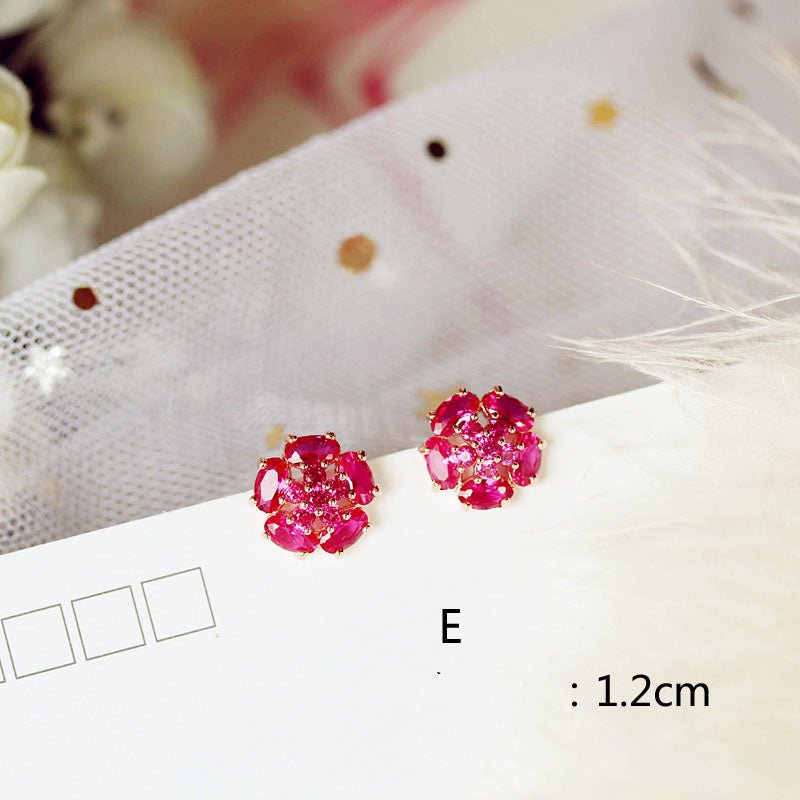 Mini Stud Earrings Flower Love Zircon-Jewearrings