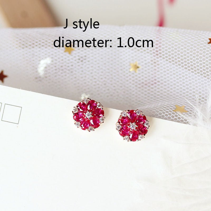 Mini Stud Earrings Flower Love Zircon-Jewearrings