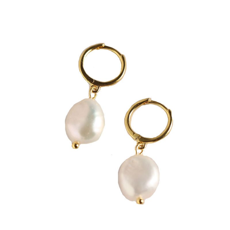 Minimalist Baroque Irregular Freshwater Pearl Earrings-Jewearrings