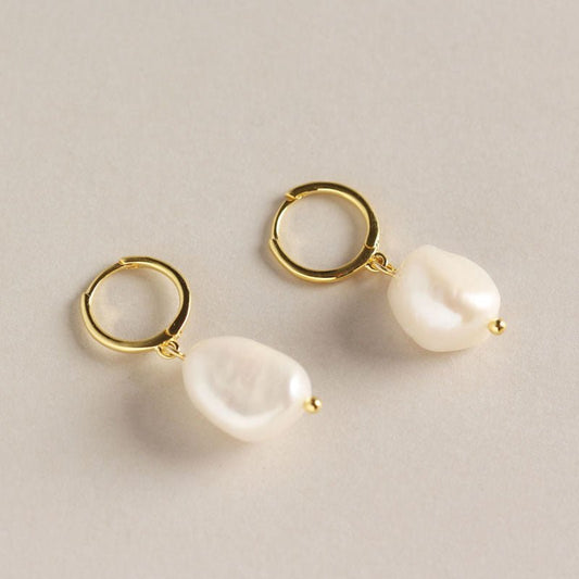 Minimalist Baroque Irregular Freshwater Pearl Earrings-Jewearrings