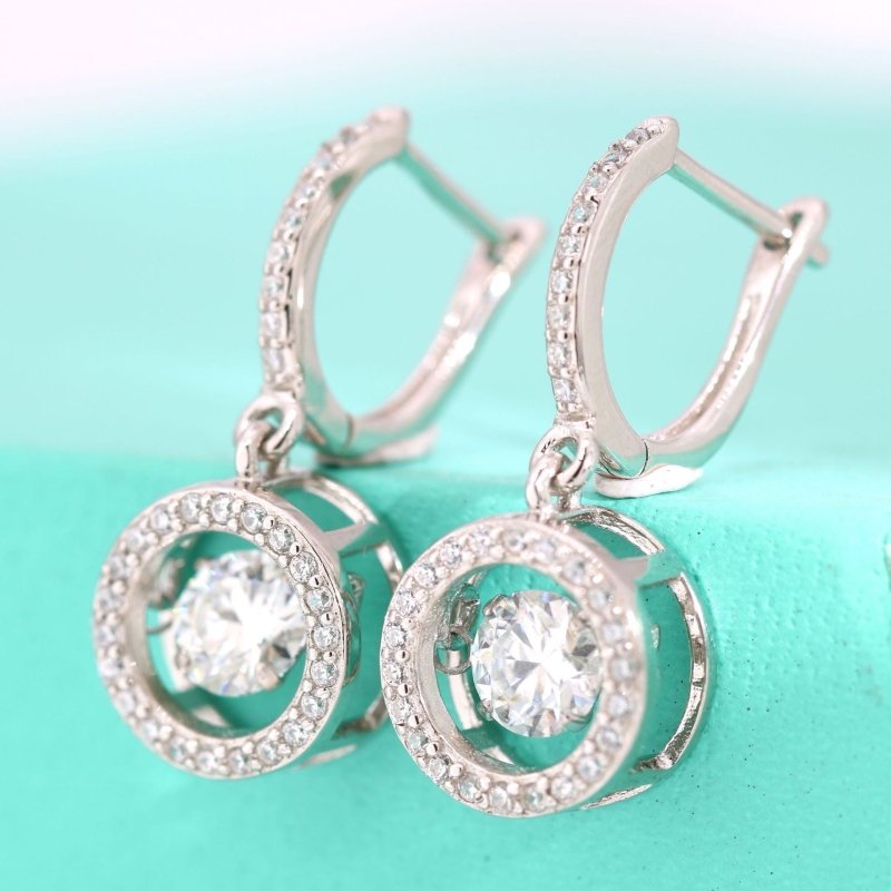 Moissanite Diamond Earrings Silver Needle Temperament Heavy Industry Long S925 Sterling Silver Lady's Beating Heart-Jewearrings