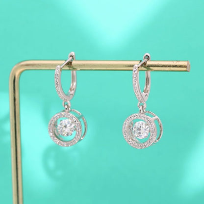 Moissanite Diamond Earrings Silver Needle Temperament Heavy Industry Long S925 Sterling Silver Lady's Beating Heart-Jewearrings