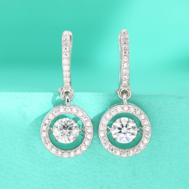 Moissanite Diamond Earrings Silver Needle Temperament Heavy Industry Long S925 Sterling Silver Lady's Beating Heart-Jewearrings