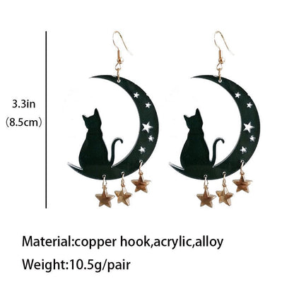 Moon Cat Acrylic Women's Tassel Earrings-Jewearrings