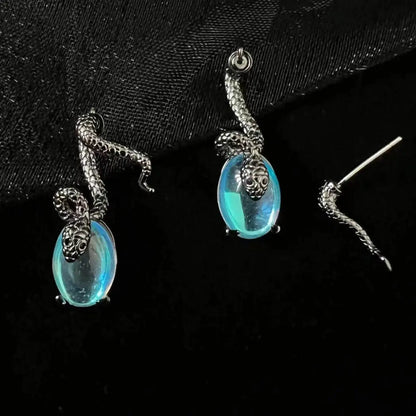 Moonstone Snake Earrings For Women-Jewearrings