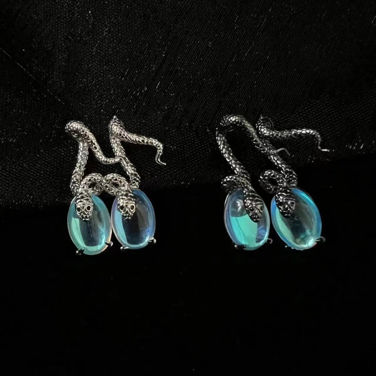 Moonstone Snake Earrings For Women-Jewearrings