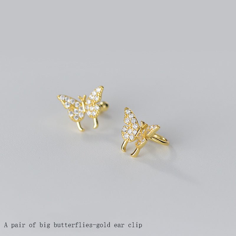 Mori Series Butterfly Female Diamond Without Pierced Ear Bone Clip Small Pierced Earrings-Jewearrings