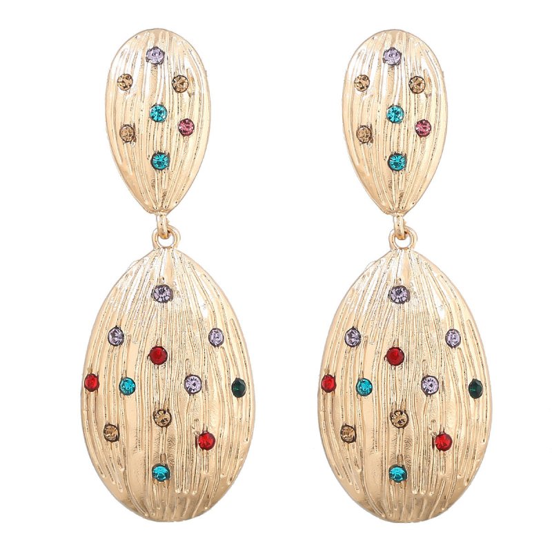 Multi-layer Geometric Alloy Diamond-studded Acrylic Earrings-Jewearrings