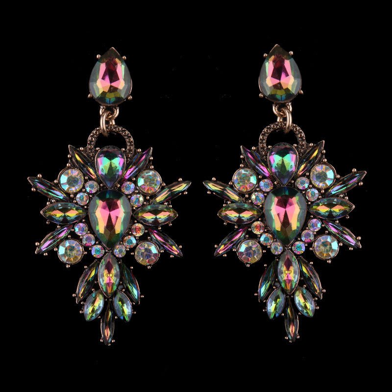 Multicolor crystal geometric drop earrings-Jewearrings