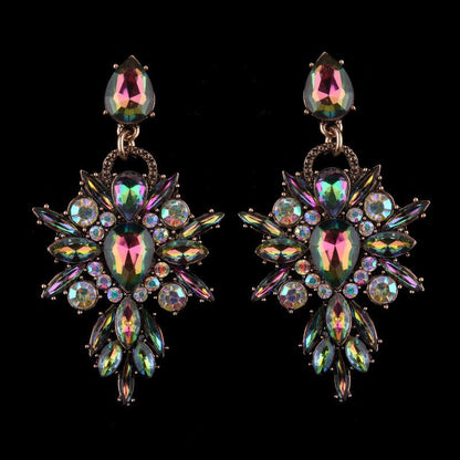 Multicolor crystal geometric drop earrings-Jewearrings