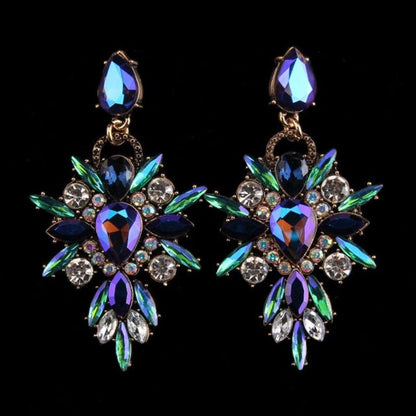 Multicolor crystal geometric drop earrings-Jewearrings