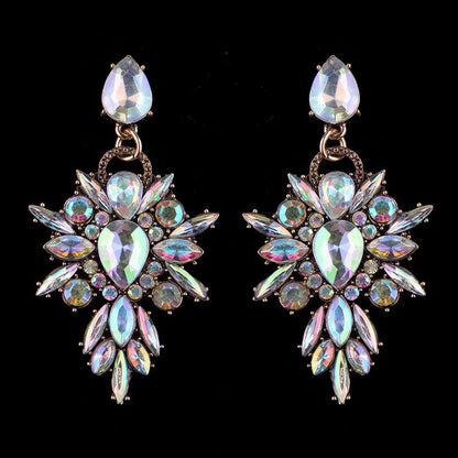 Multicolor crystal geometric drop earrings-Jewearrings