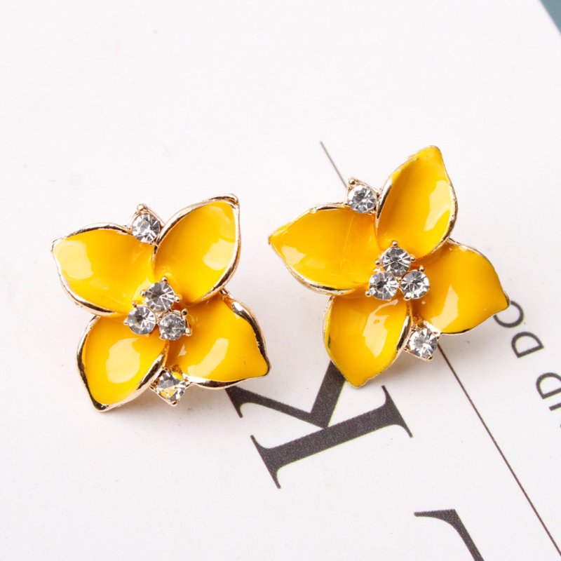 Multicolor Flower Stud Earrings With Diamonds-Jewearrings