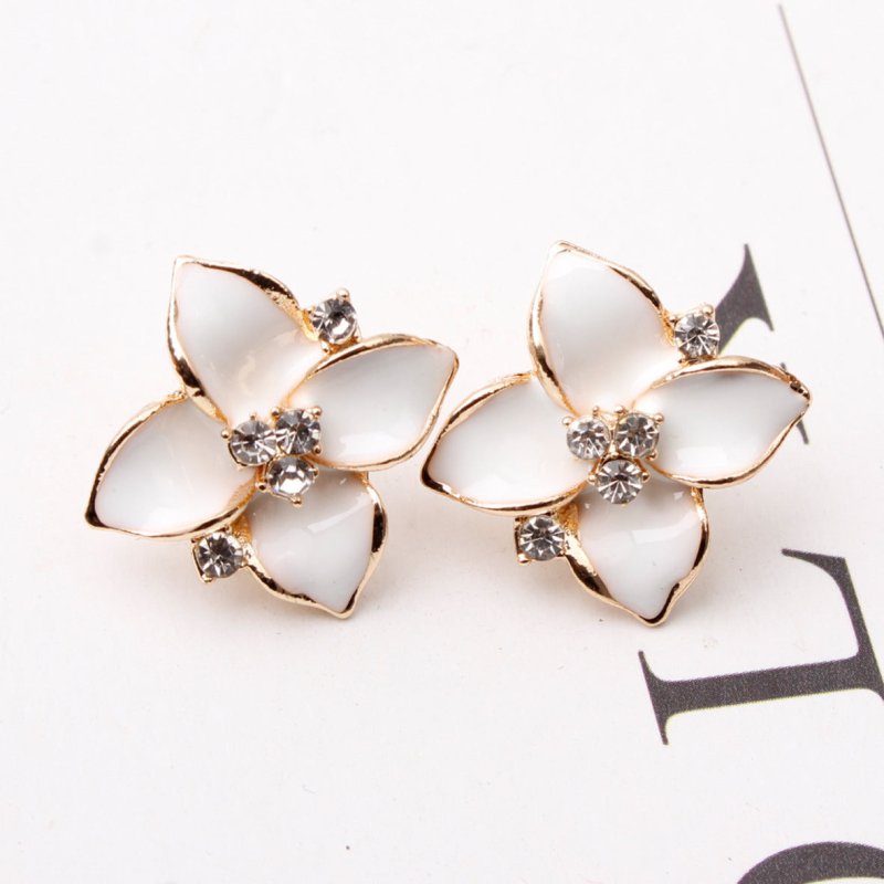 Multicolor Flower Stud Earrings With Diamonds-Jewearrings