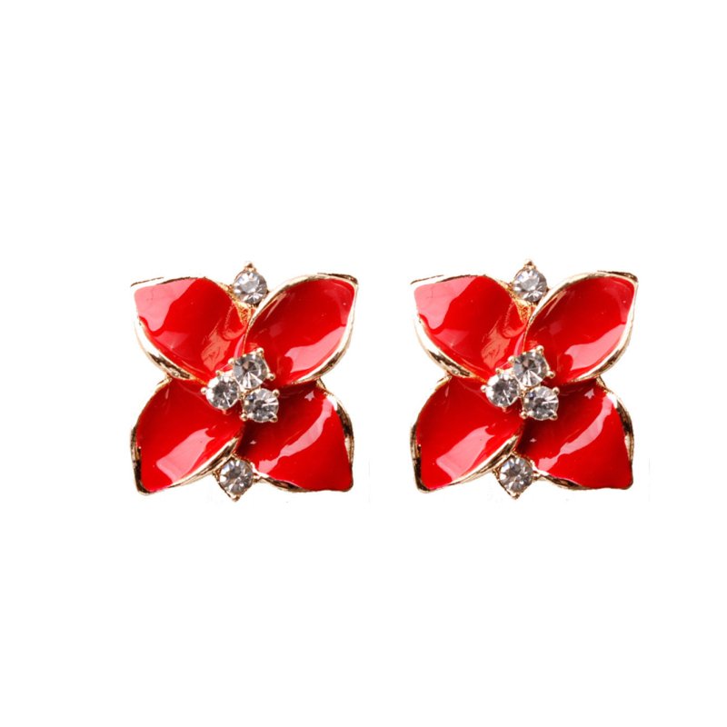 Multicolor Flower Stud Earrings With Diamonds-Jewearrings