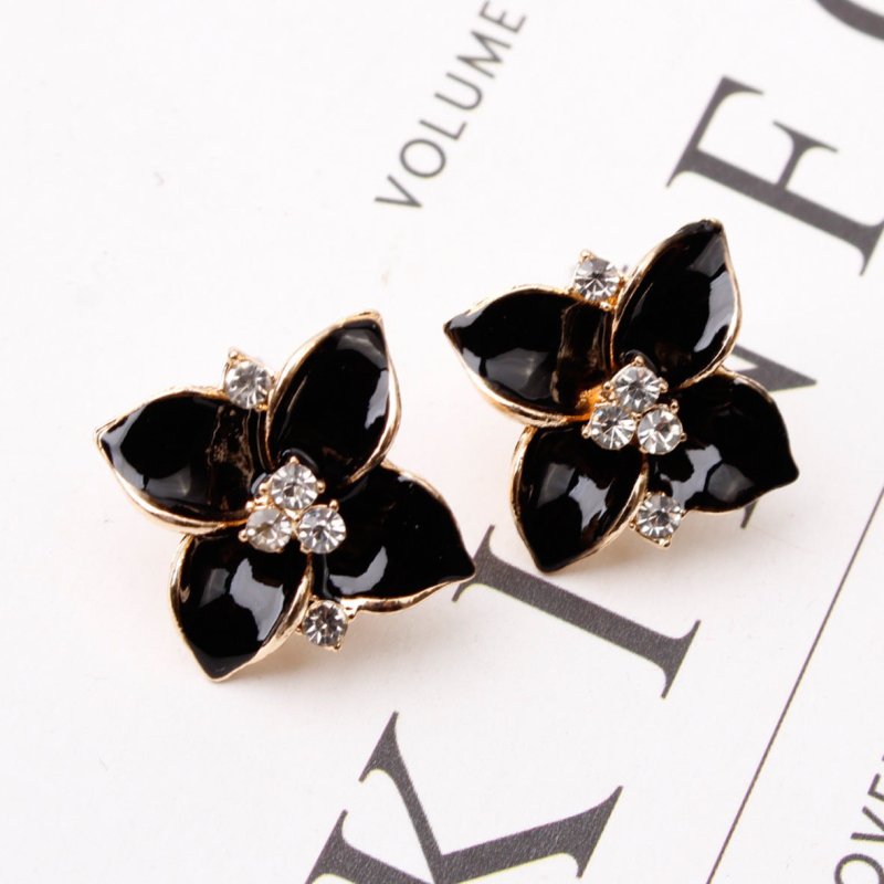 Multicolor Flower Stud Earrings With Diamonds-Jewearrings