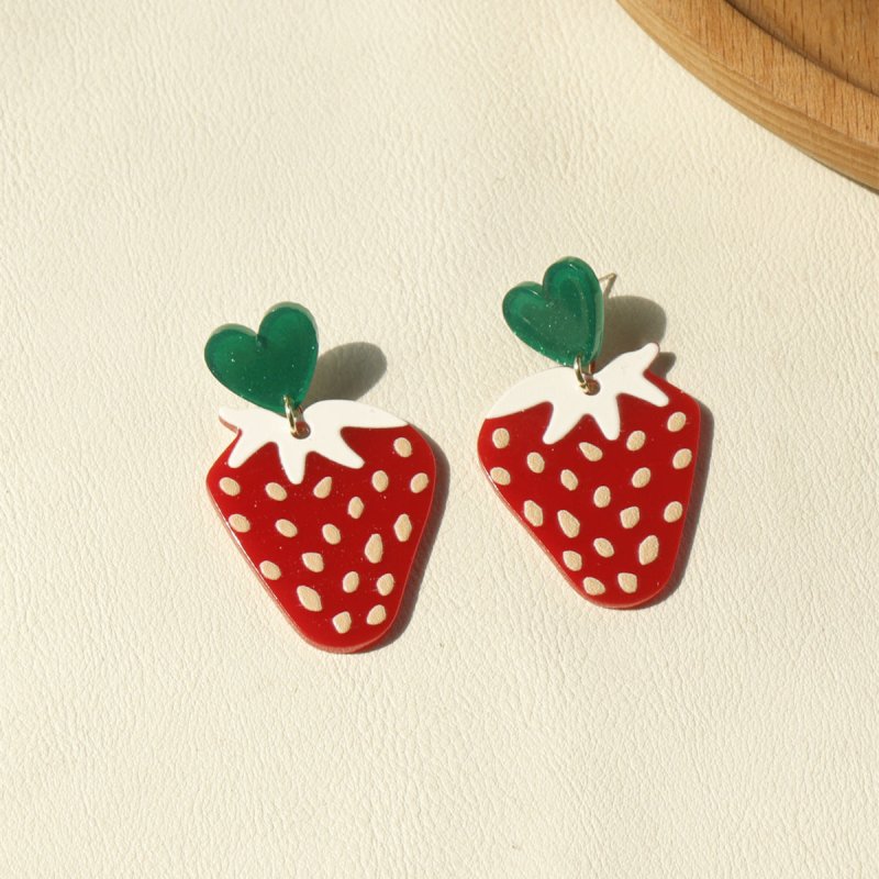 Multicolor Ins Women's Holiday Fashion Strawberry Acrylic Earrings-Jewearrings