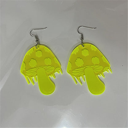 Mushroom Earrings - Acrylic Fluorescent Small Mushroom-Jewearrings