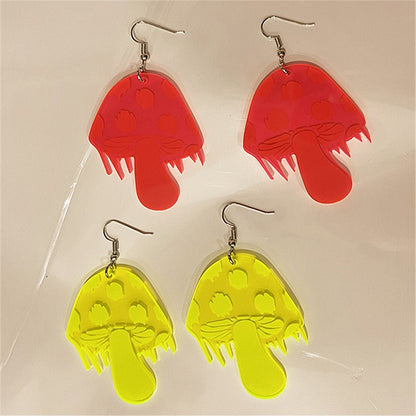 Mushroom Earrings - Acrylic Fluorescent Small Mushroom-Jewearrings