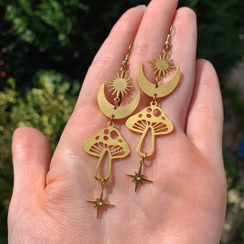 Mushroom Earrings Bohemian Cutout Earrings-Jewearrings