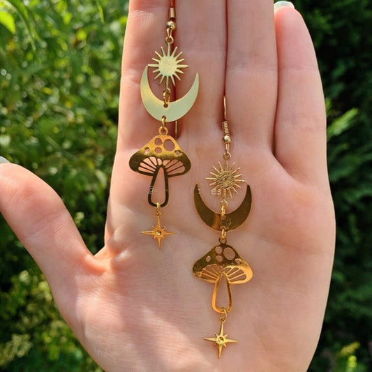 Mushroom Earrings Bohemian Cutout Earrings-Jewearrings