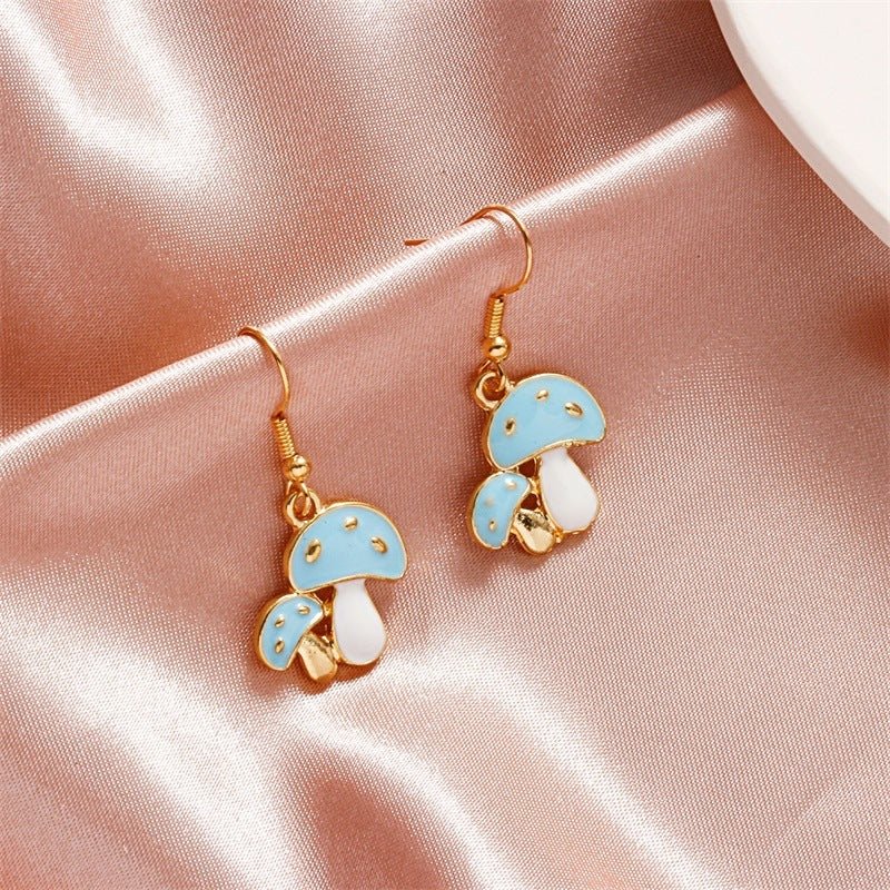 Mushroom Earrings Color Drop Oil Earrings-Jewearrings