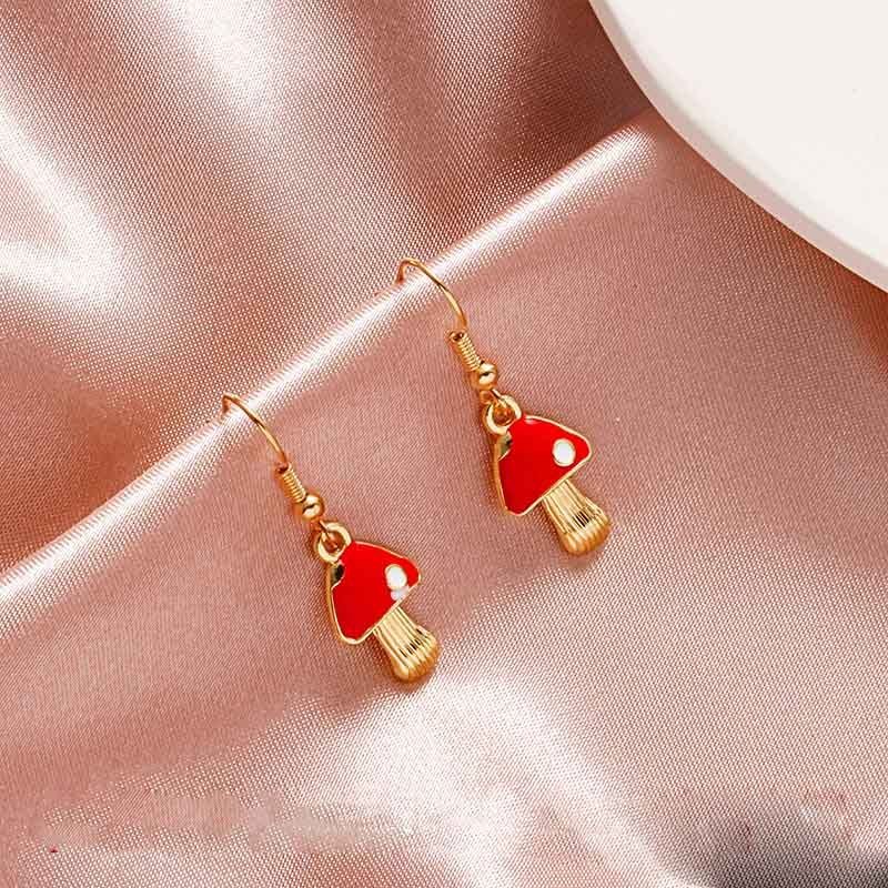 Mushroom Earrings Color Drop Oil Earrings-Jewearrings