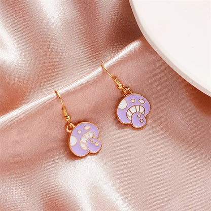 Mushroom Earrings Color Drop Oil Earrings-Jewearrings