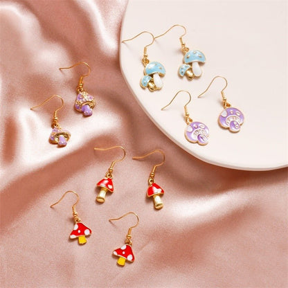 Mushroom Earrings Color Drop Oil Earrings-Jewearrings