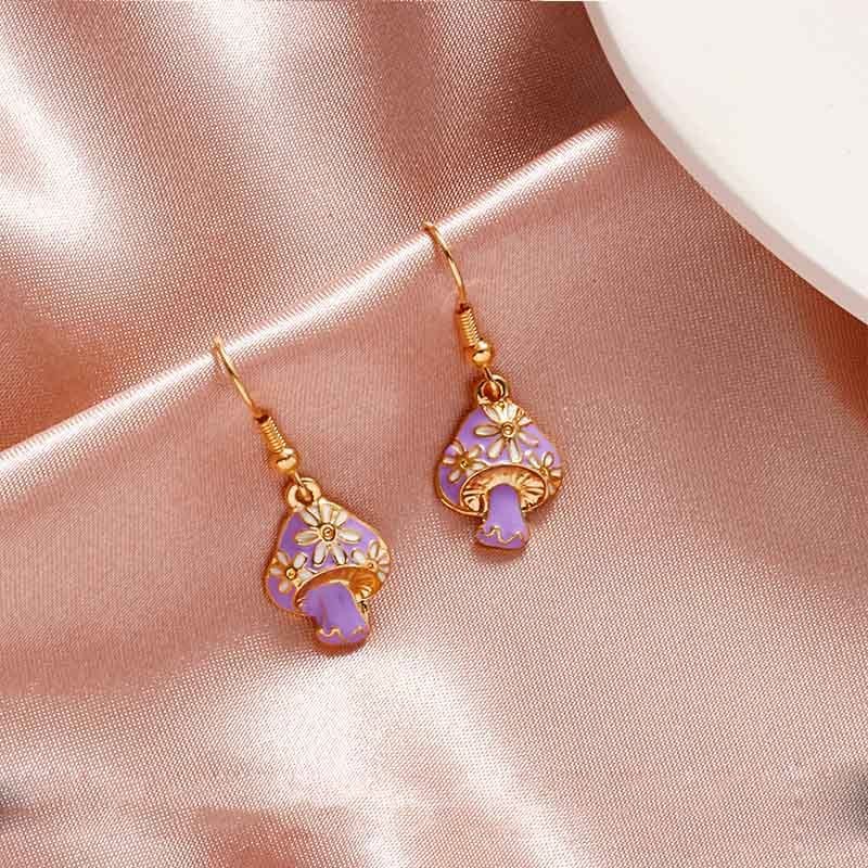 Mushroom Earrings Color Drop Oil Earrings-Jewearrings