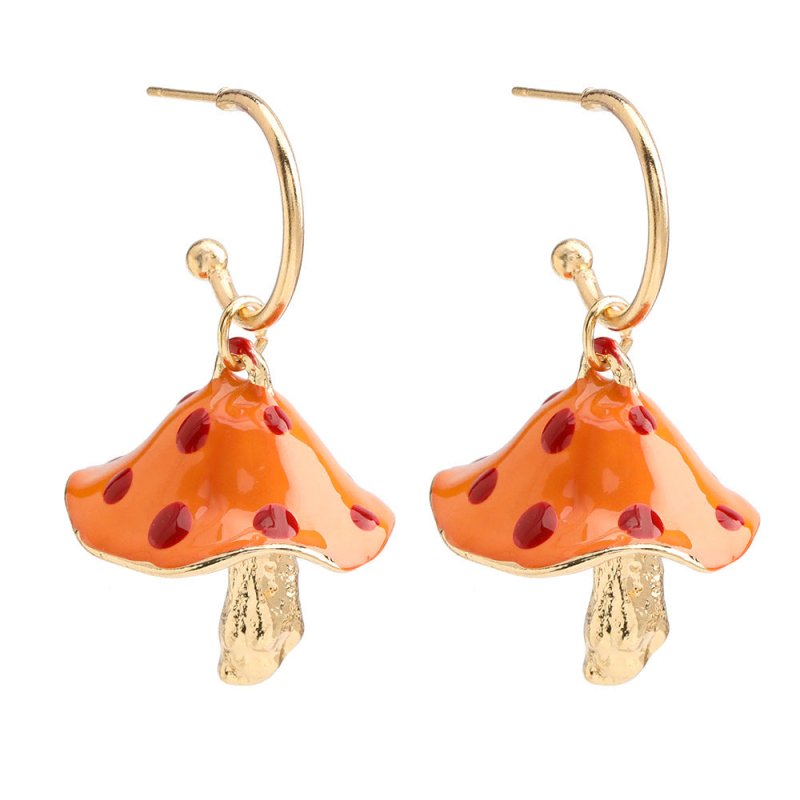 Mushroom Earrings Creative Korean Drip Oil Earrings-Jewearrings