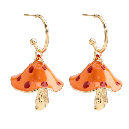 Mushroom Earrings Creative Korean Drip Oil Earrings-Jewearrings