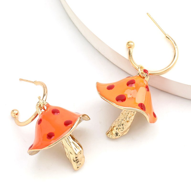 Mushroom Earrings Creative Korean Drip Oil Earrings-Jewearrings