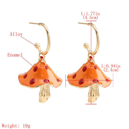 Mushroom Earrings Creative Korean Drip Oil Earrings-Jewearrings