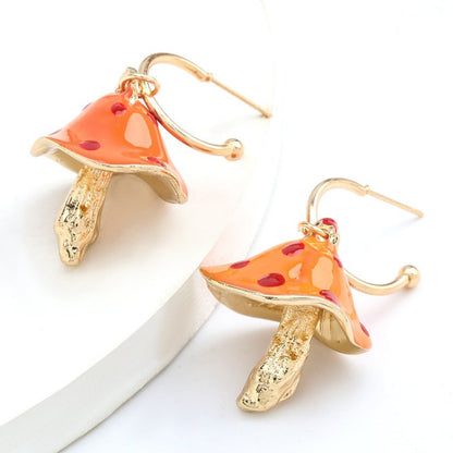 Mushroom Earrings Creative Korean Drip Oil Earrings-Jewearrings