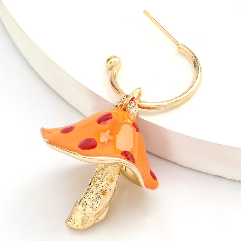 Mushroom Earrings Creative Korean Drip Oil Earrings-Jewearrings