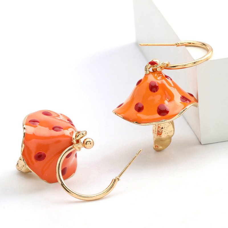 Mushroom Earrings Creative Korean Drip Oil Earrings-Jewearrings