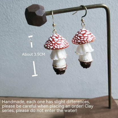 Mushroom Earrings Cute Dopamine Clay Earrings-Jewearrings