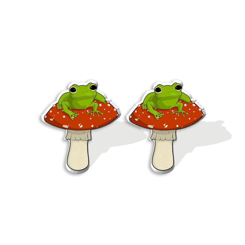 Mushroom Earrings - Cute Frog Mushroom Acrylic-Jewearrings