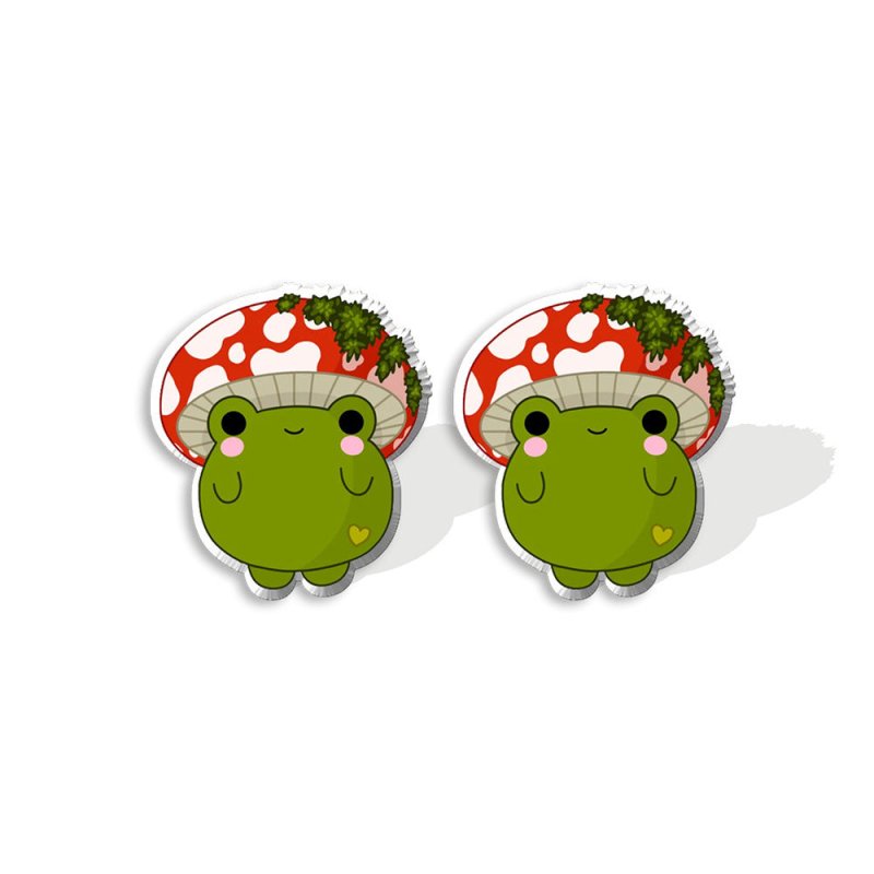 Mushroom Earrings - Cute Frog Mushroom Acrylic-Jewearrings